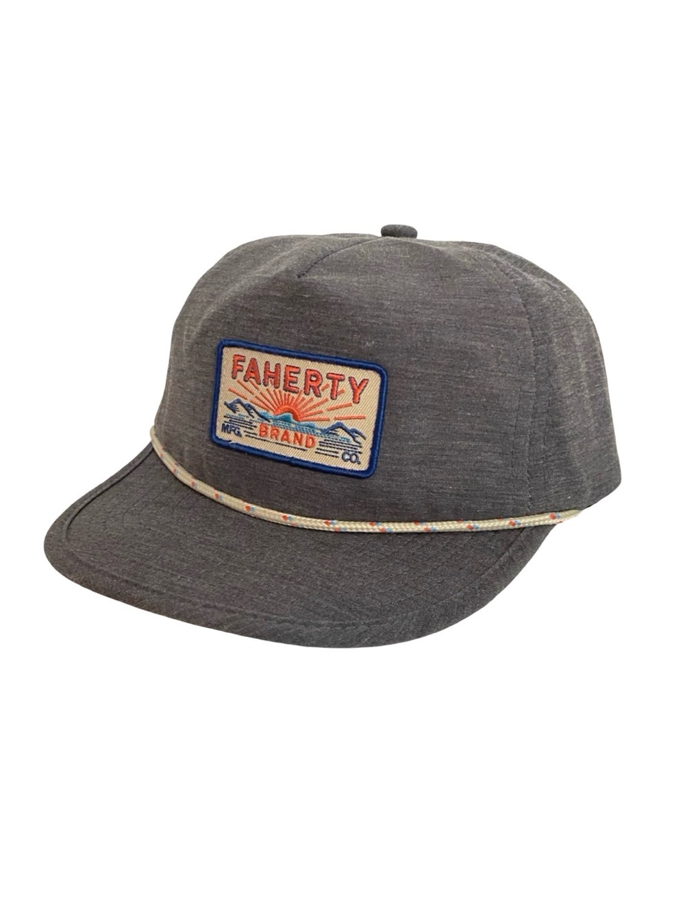 Faherty All Day Corded Hat Unisex One Size Adjustable Charcoal Grey Vintage Logo